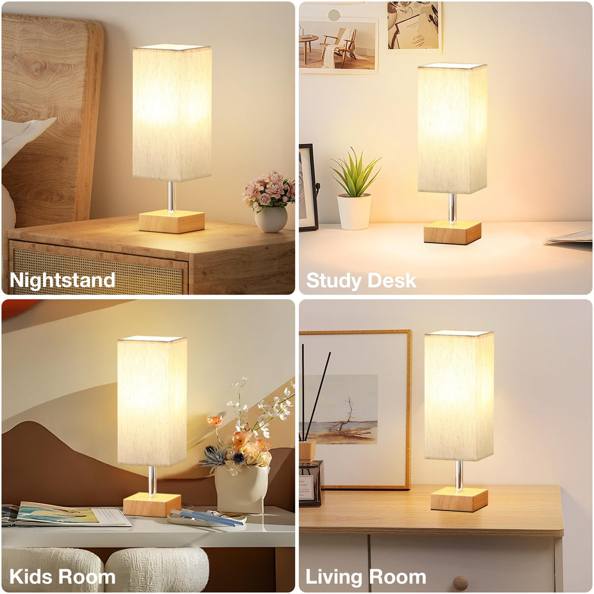 Aooshine Bedside Lamps, 3000K Warm Table Lamp for Bedroom Living Room