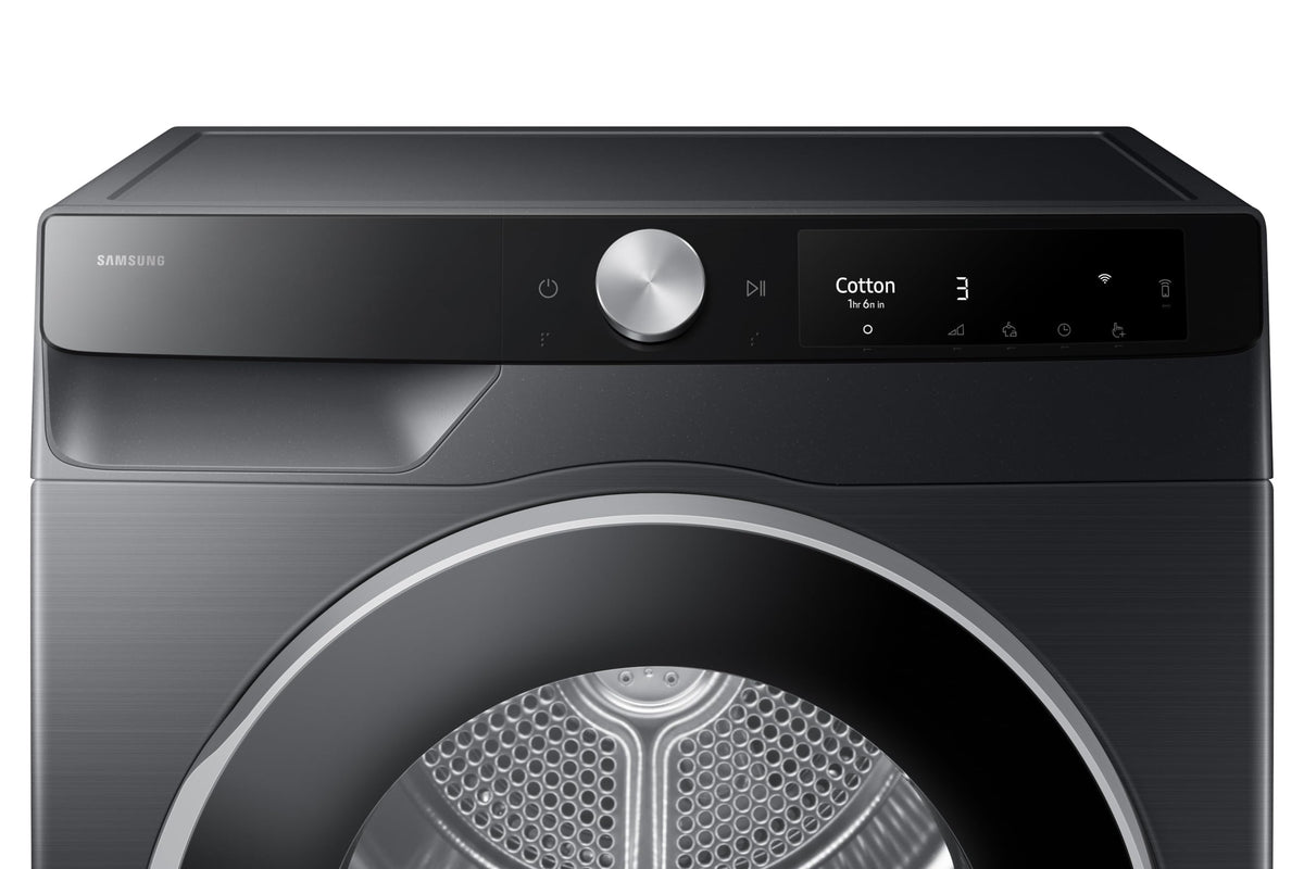 Samsung Series 6 DV90T6240LN/S1 with OptimalDry™, Freestanding Heat Pump Tumble Dryer, 9 kg, Graphite, A+++ Rated