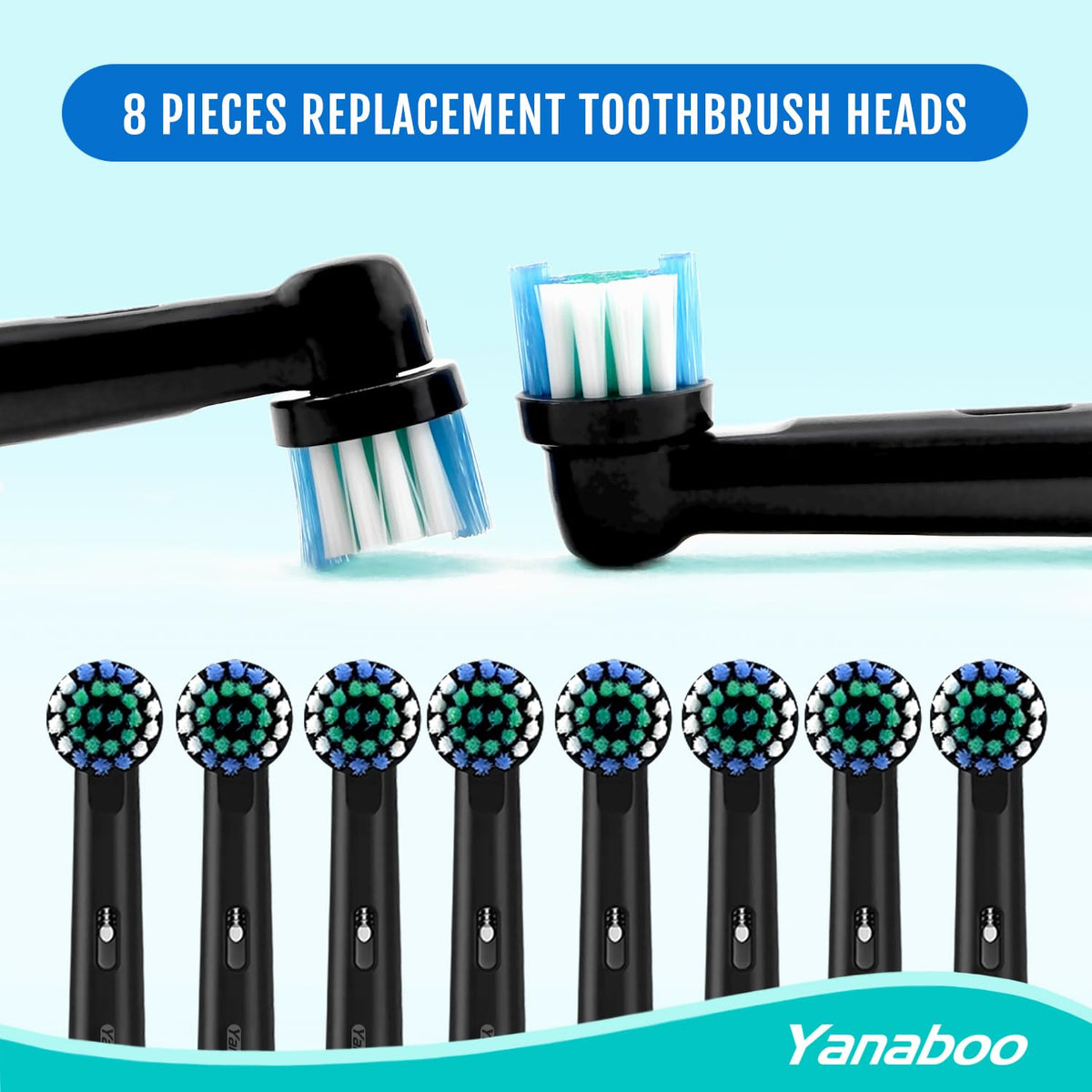 Oral B Compatible Toothbrush Head, Yanaboo Replacement Brush Heads for Most Braun Oral B Electric Toothbrushes of Vitality Pro Smart Genius Series, Precision Clean and Plaque Removal (8 Pack in White)