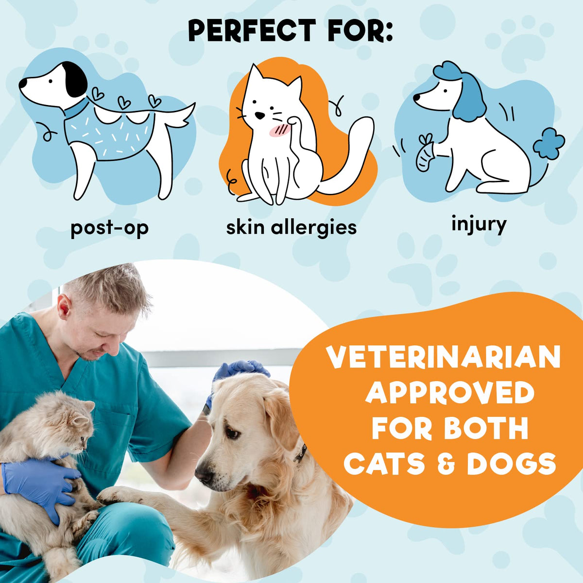 BENCMATE Protective Inflatable Collar for Dogs and Cats - Soft Pet Dog Cone Recovery Collar Does Not Block Vision E-Collar Blue-L