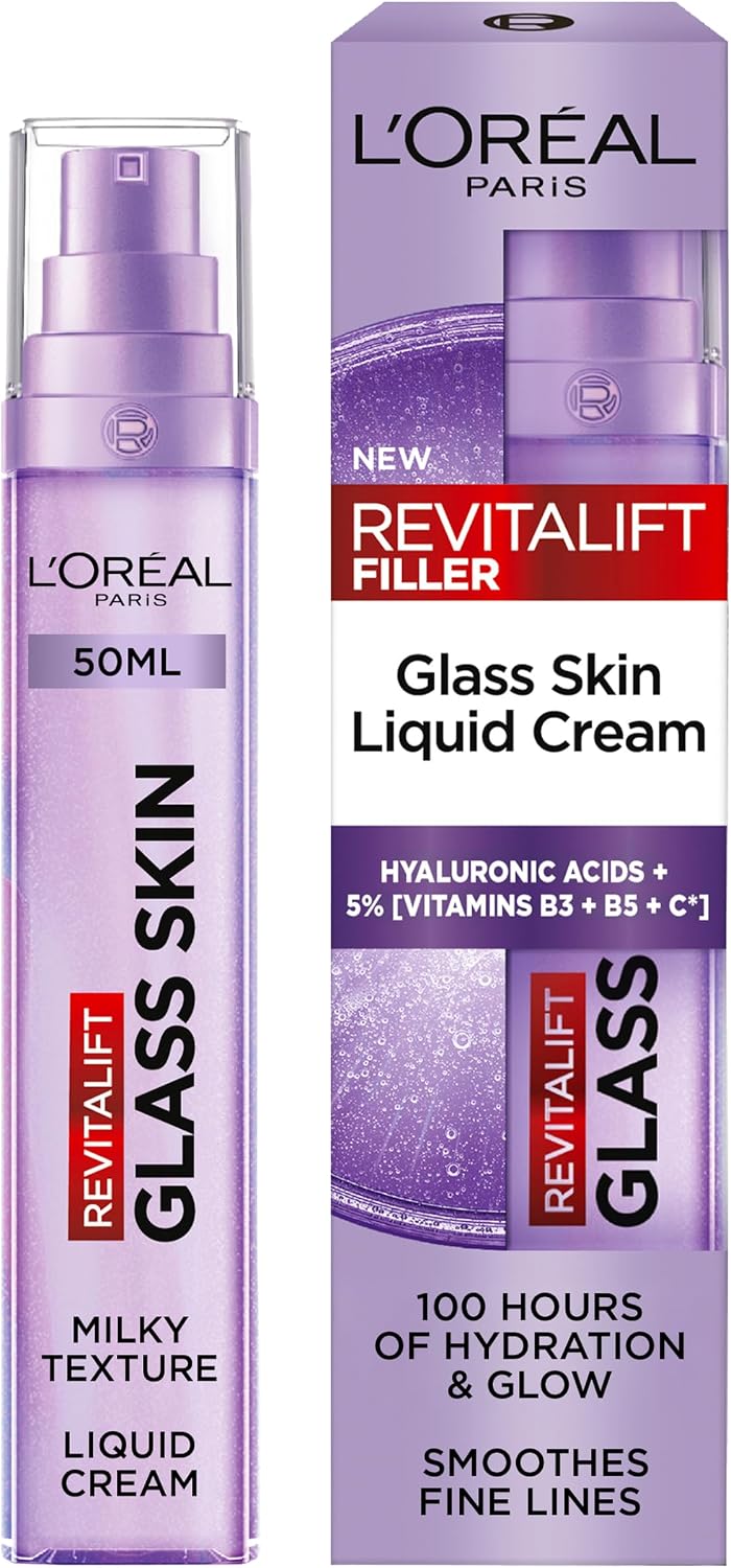 L'Oreal Paris Glass Skin Moisturiser, Revitalift Filler Liquid Cream 50ml