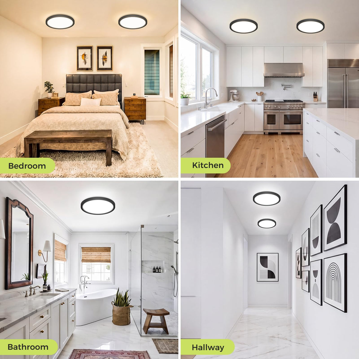 hepside 2 Pack Bathroom Ceiling Light 30cm, 3000K/3500K/4000K/5000K/6500K 5CCT LED Ceiling Lights, 24W, Modern, Waterproof, Round Flush Mount for Bathroom, Kitchen, Bedroom, Hallway