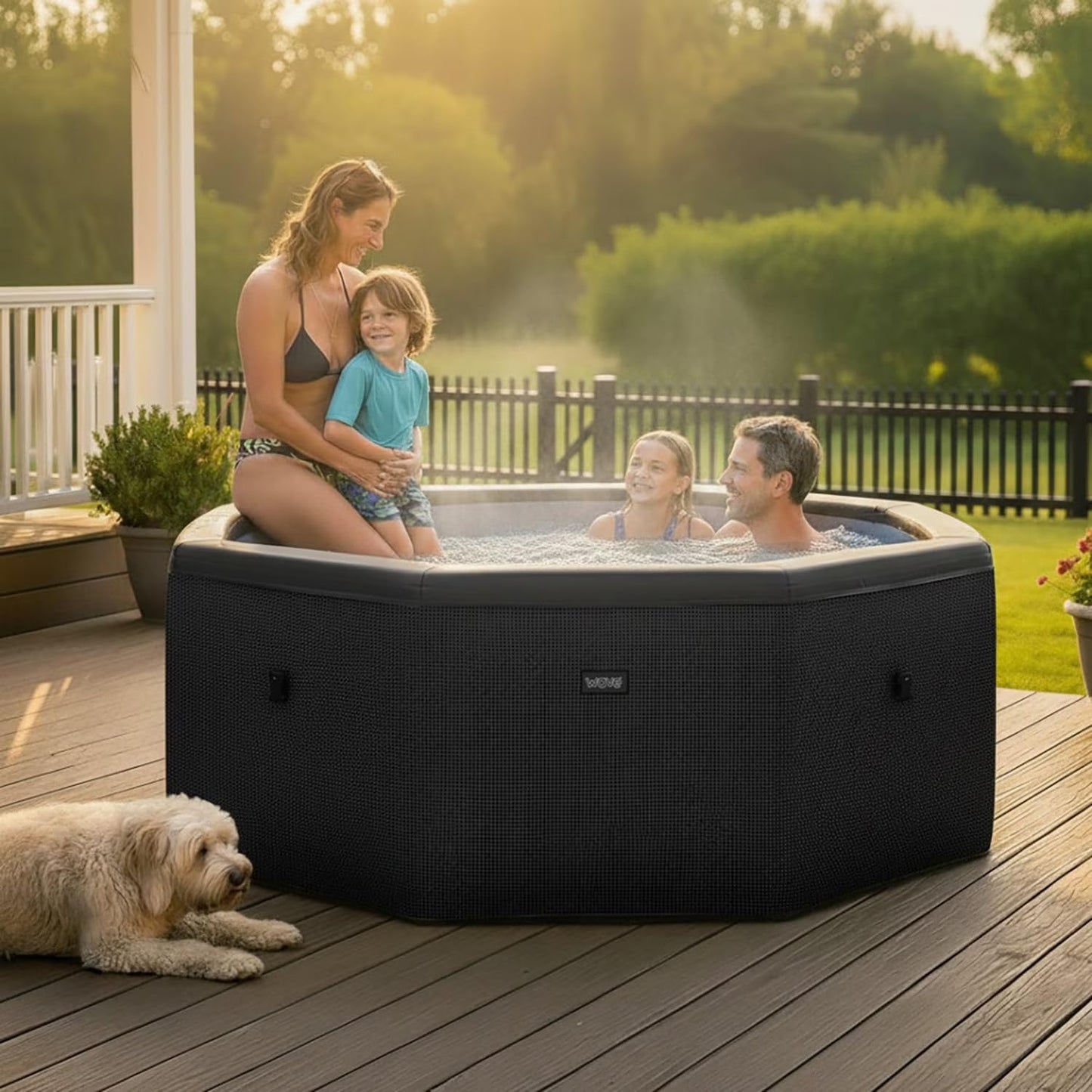 Wave Como 6 Person Eco Foam Hot Tub | Portable Outdoor Spa with Rapid Heating | Durable PVC Material | Easy Setup | Ideal for Garden and Patio Relaxation (Charcoal Black, 6 Person | EnergySave Bundle)