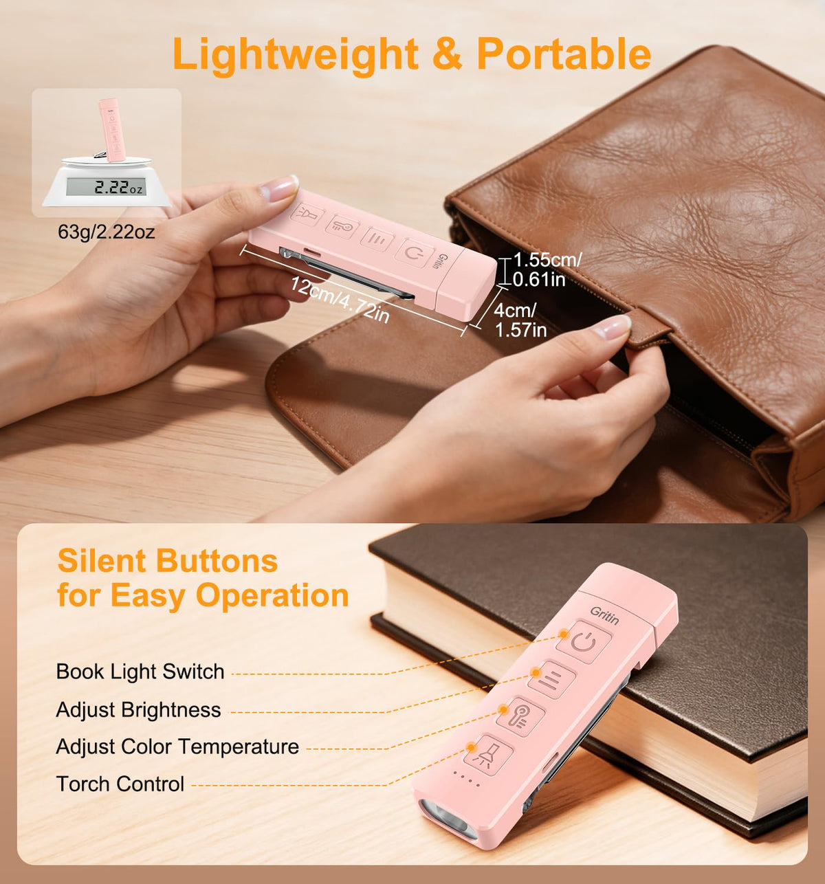 Gritin 2026 Gen 2 Rechargeable Book Light,2-in-1 Reading Light & Torch
