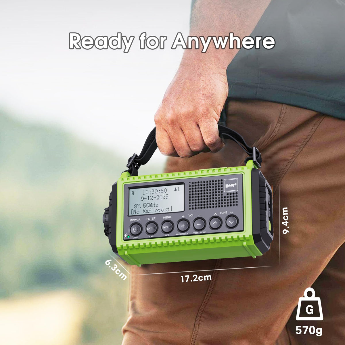 ROCAM Wind up Radio Solar, Battery, Torch, Portable DAB Radio