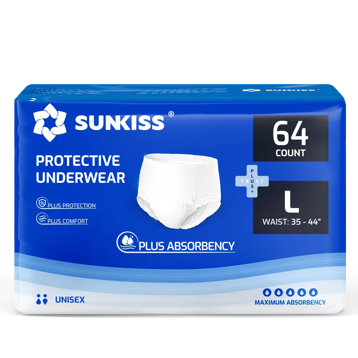 SUNKISS Incontinence Pants for Men and Women, Small/Medium, 64 Count (4×16)