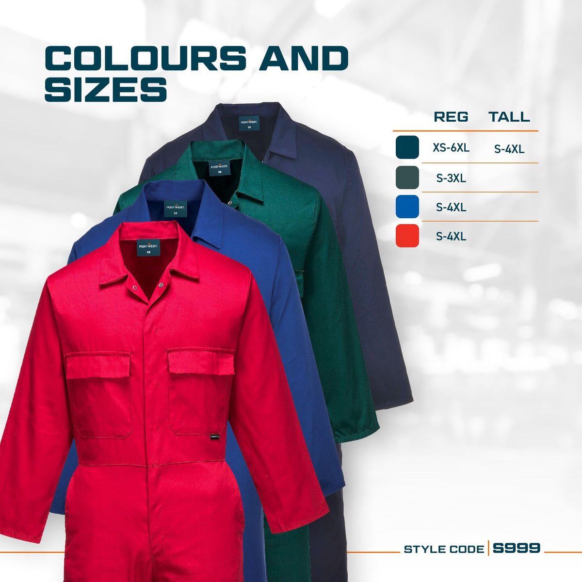 Portwest Euro Work Men's Polycotton Men's Polycotton Coverall