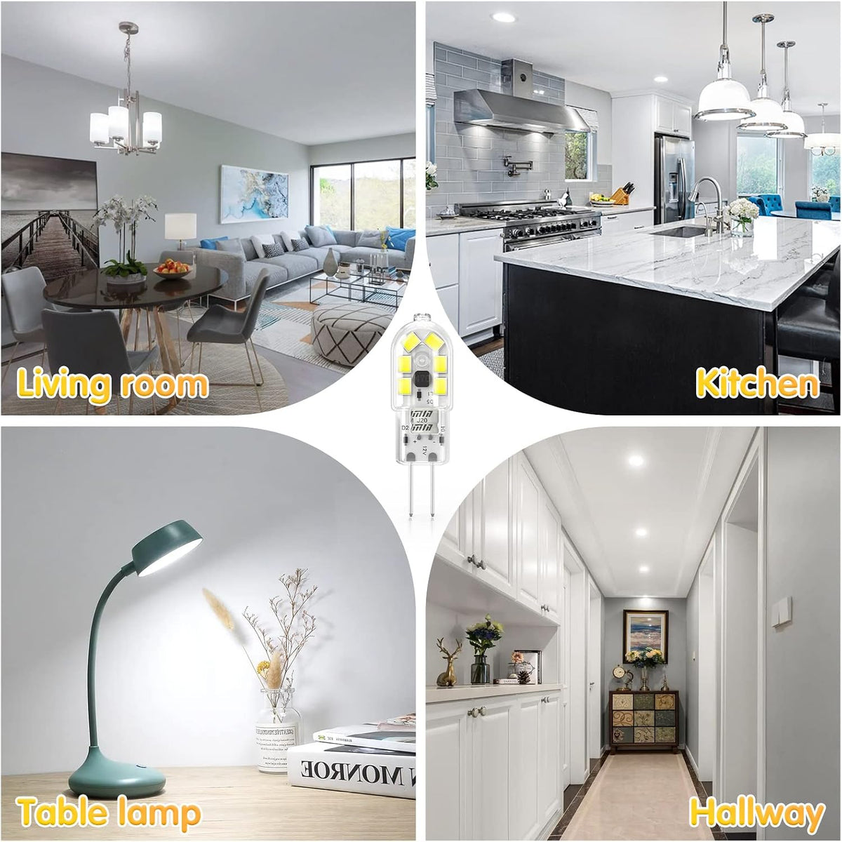 2W G4 LED Bulbs Warm White 3000K, Replacement 20W Halogen Bulb, Non Flicker AC/DC 12V Energy Saving G4 LED Capsule Light Bulbs, Non-Dimmable, 10 Pack