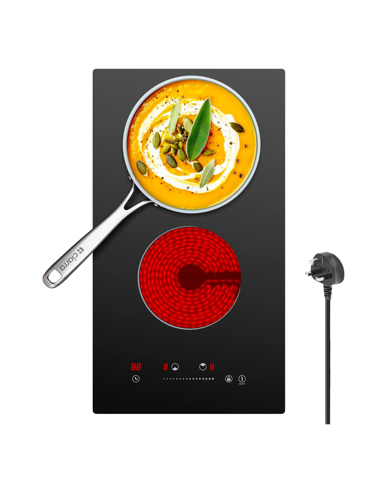 CDV 30cm Ceramic Hob 2 Rings 3200W Dual Ring Built-in Hardwired CDVER322