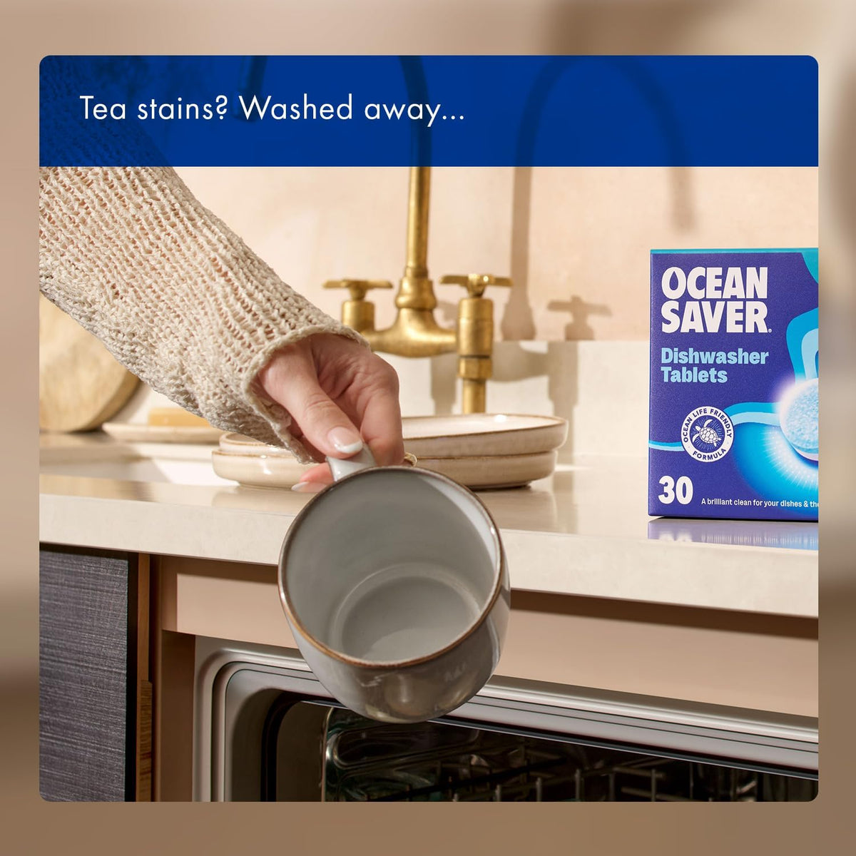 OceanSaver Eco-Friendly Dishwasher Tablets, Pack of 30 | 3-in-1