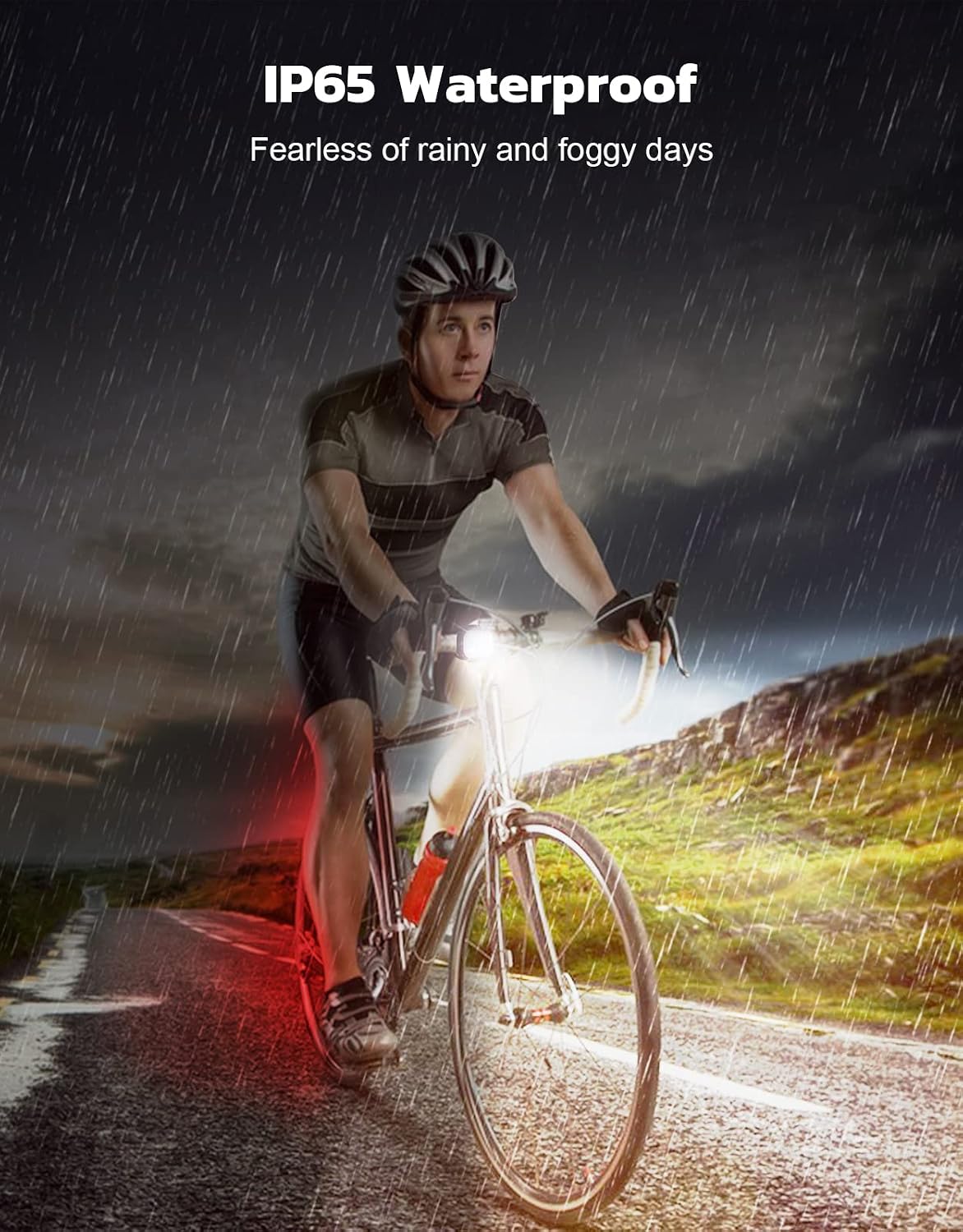 Glangeh Bike Lights Ultra Slim, Rechargeable Bicycle Lights Front and Rear