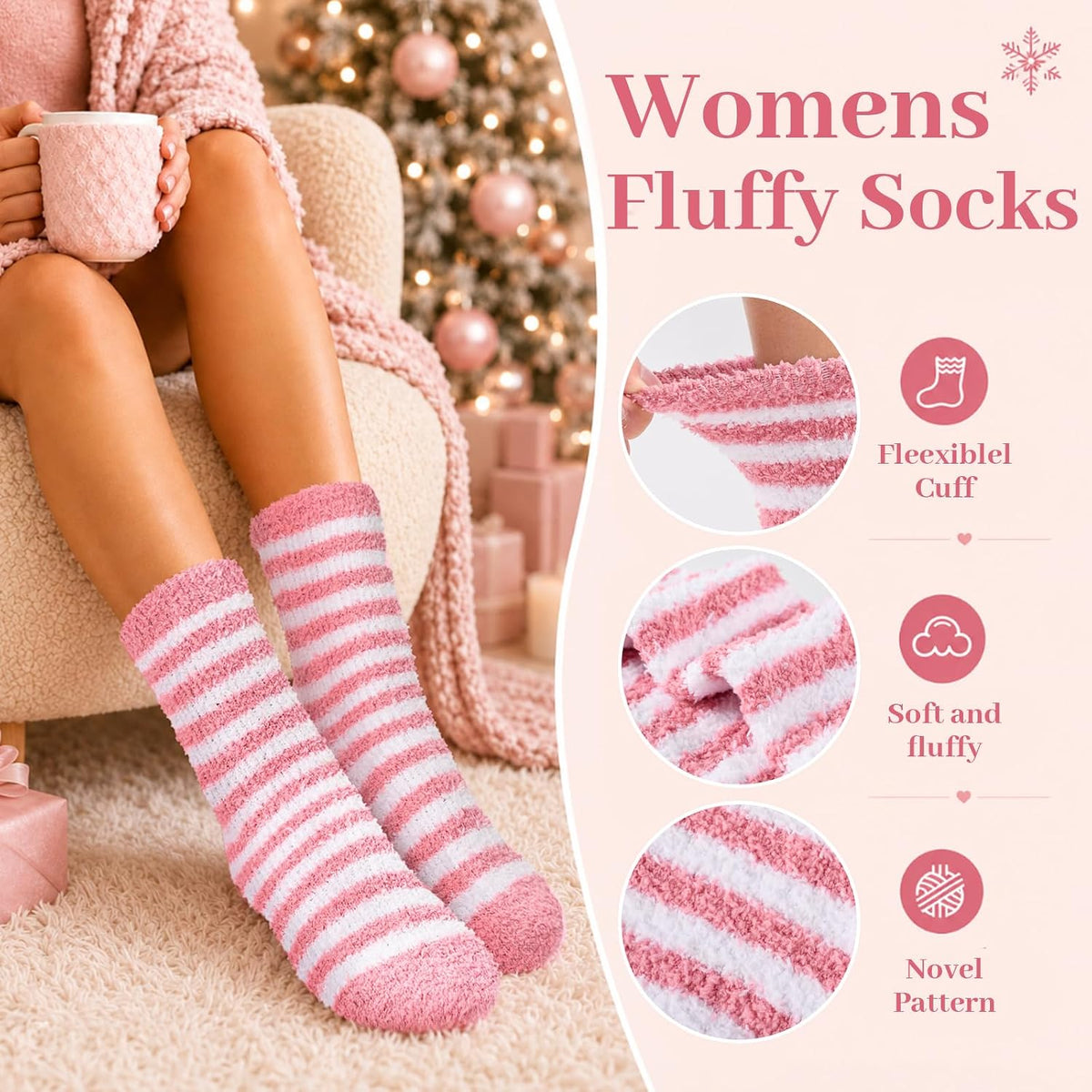 Fluffy Socks for Womens 3-8, Cosy Warm Bed Socks with Gift Box