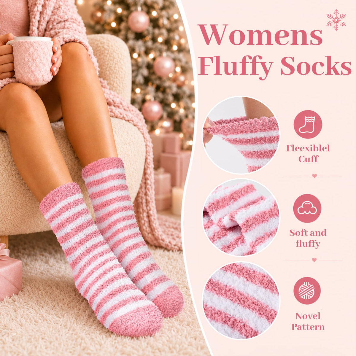 Fluffy Socks for Womens 3-8, Cosy Warm Bed Socks with Gift Box