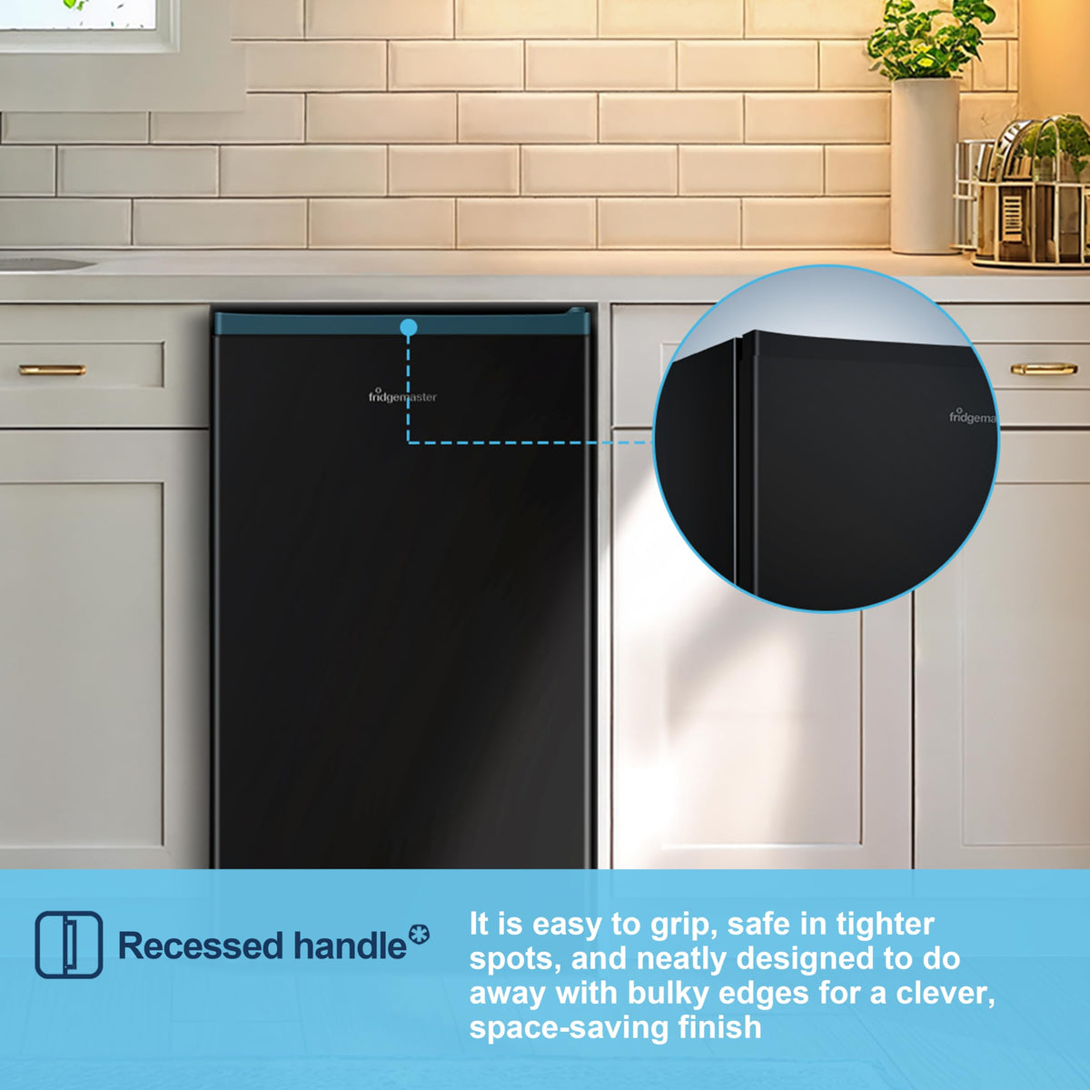 Fridgemaster 45L Table Top Mini Fridge MUR4545, 45cm Compact Refrigerator with Adjustable Thermostat, Reversible Door, 39dB Low Noise, White, Energy Class E