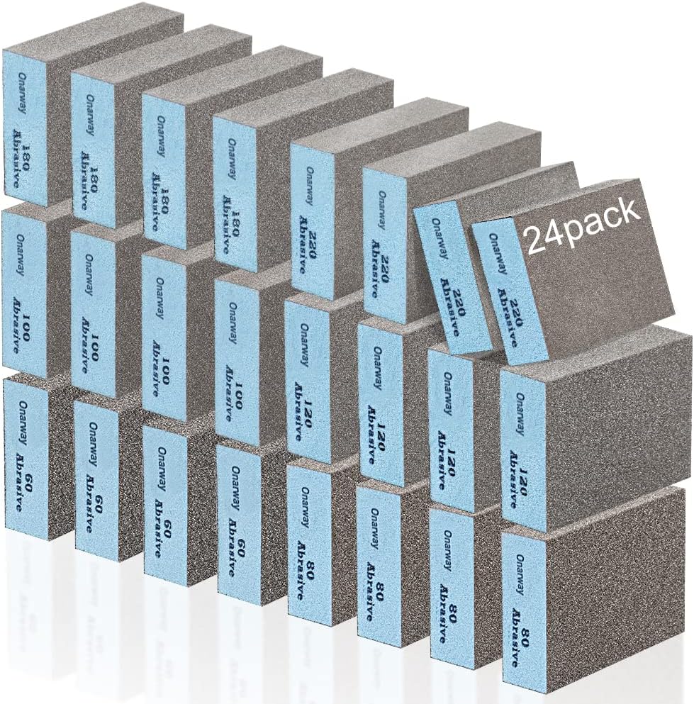 Onarway Sanding Blocks 24 Pack Wet and Dry Dual-use Sandpaper Sponges