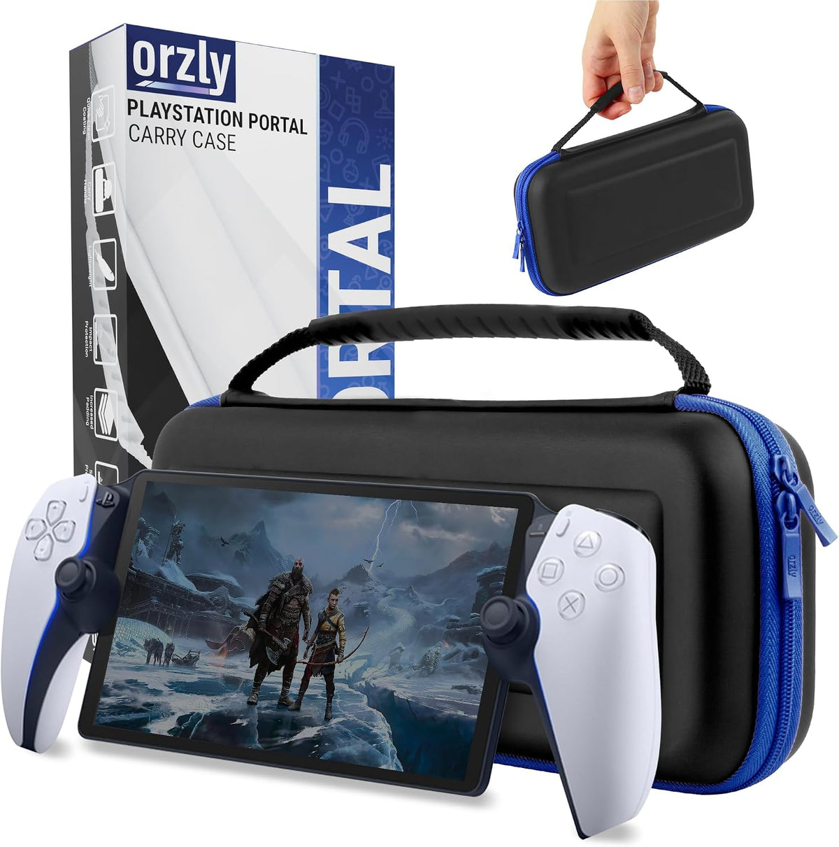 Carry Case designed for Playstation Portal remote player for PS5 Console holds accessories and offers Travel and Storage Protection for headset charger headset & more - Black/White - Gift box edition