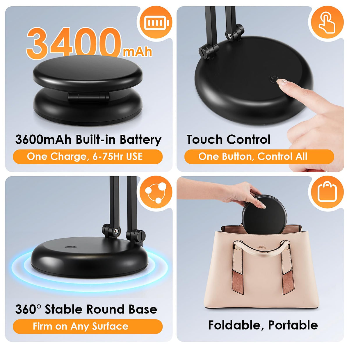 One Fire Rechargeable lamp, Portable Light, Reading Light,Long Battery Life