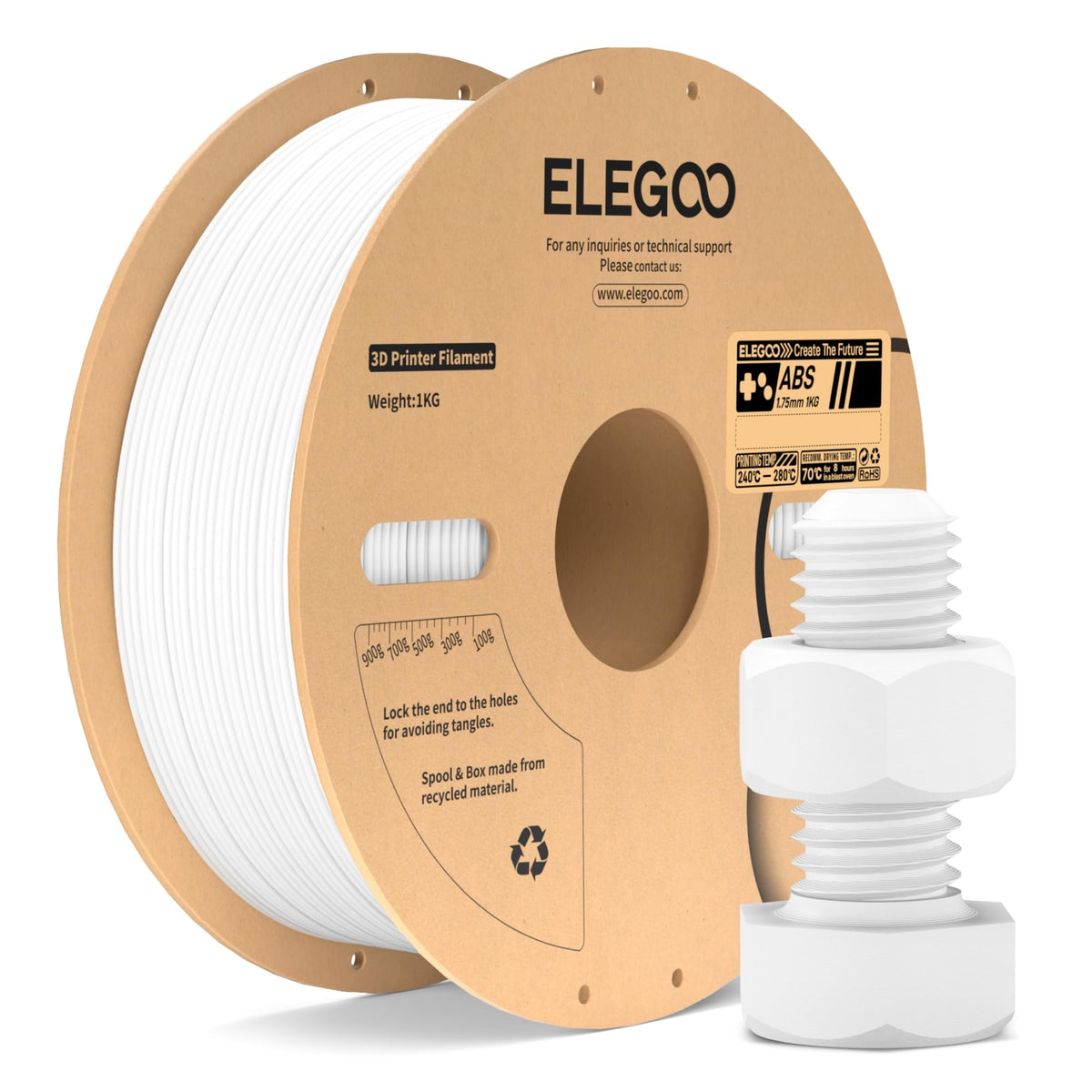 ELEGOO TPU Filament 1.75mm Grey 1KG, 95A Flexible Soft 3D Printing Filament 1KG Spool(2.2lbs) Fits for Most FDM 3D Printers