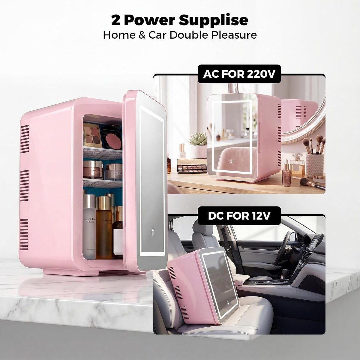 6L Skincare & Makeup Mini Fridge, Cooler & Warmer with LED Mirror