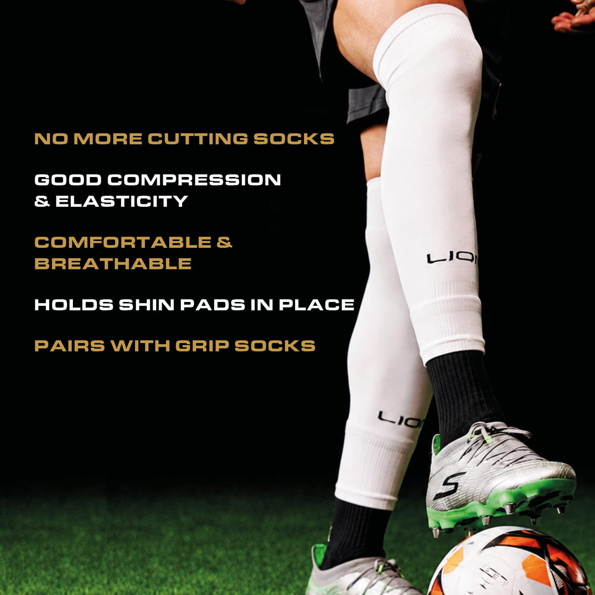 LION SPORTSWEAR Football Sock Sleeves To Accompany Grip Socks - Fits Over Calf/Shin Pads - Variety Of Colors To Match Your Team Kit