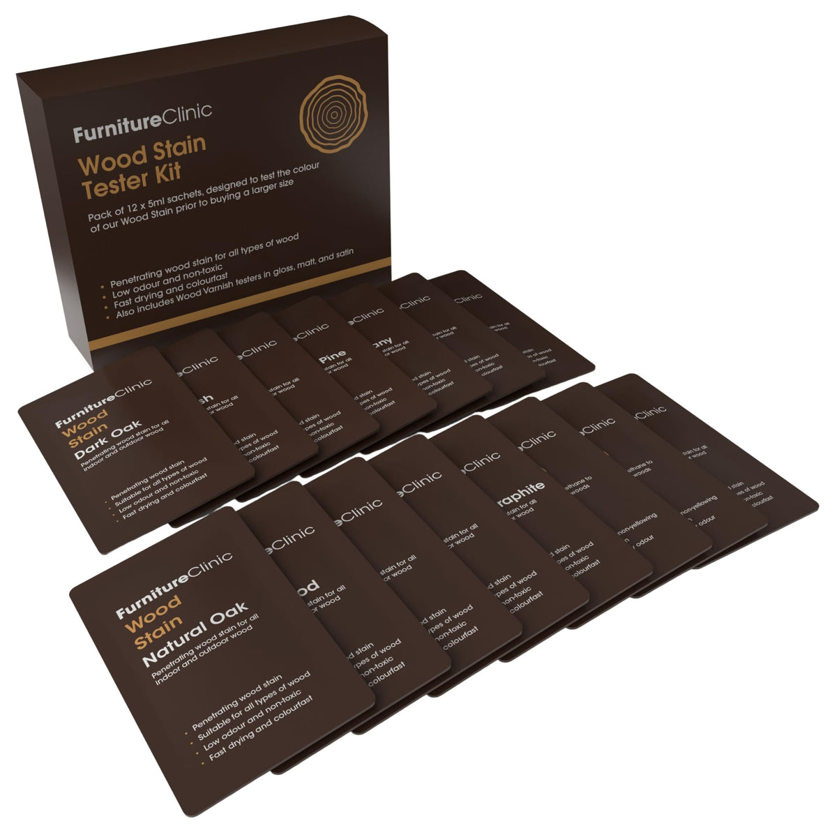 Furniture Clinic Wood Stain (Natural Oak) – Fast Drying, Highly Concentrated, and Easy-to-Apply Light Oak Wood Stain for All Indoor & Outdoor Wood – Water Based & Non-Toxic – 250ml