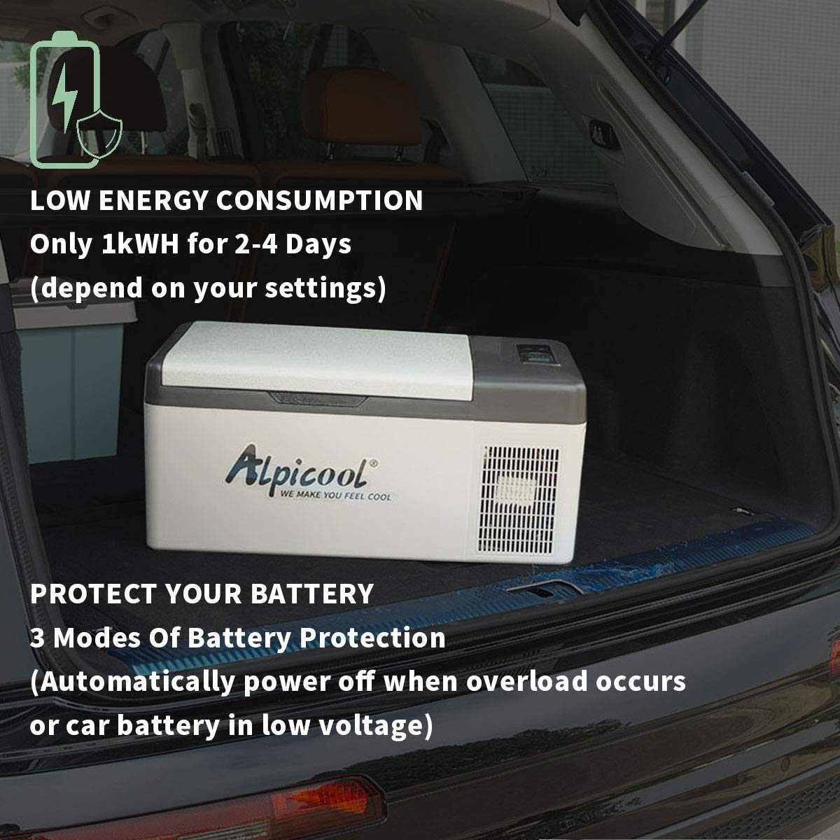 Alpicool 20L Car Fridge Freezer Portable Compressor Refrigerator, 12/24V DC & 230V AC Camping fridge -20℃~20℃ with APP Control, Energy Saving cooler for Caravan, Camping, Home, RV