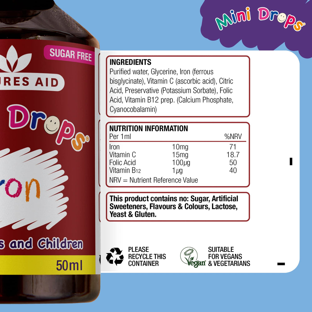Natures Aid Mini Drops Multi-Vitamin for Babies, Kids & Children 50ml