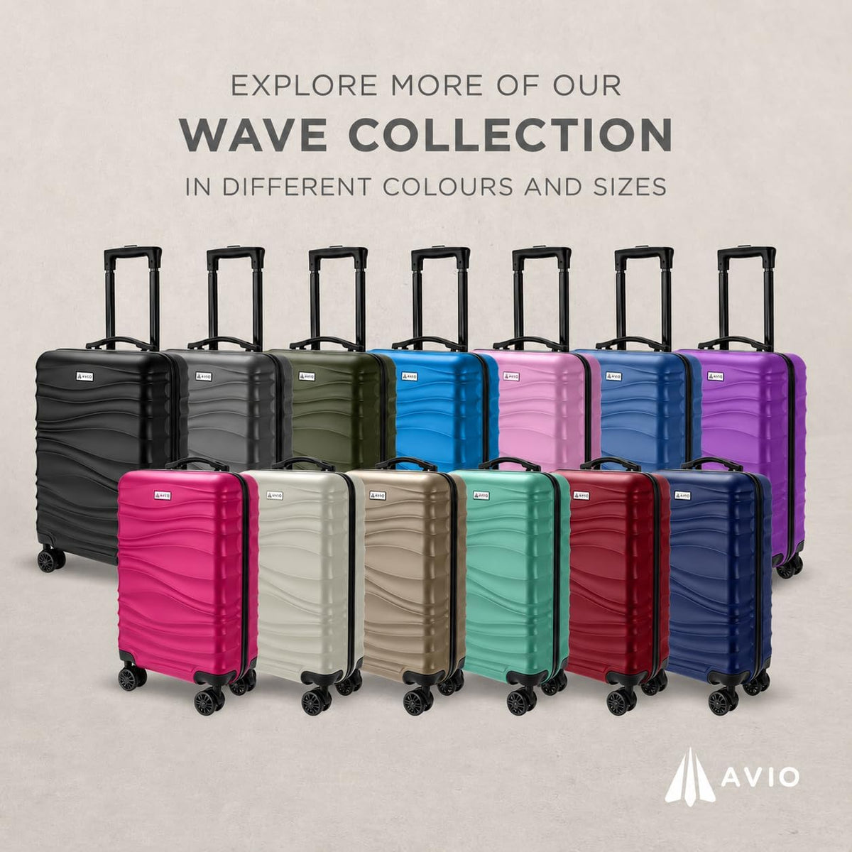 Avio Carry-On Cabin Luggage 55x40x20cm | Hard Shell Suitcase 4 Wheels