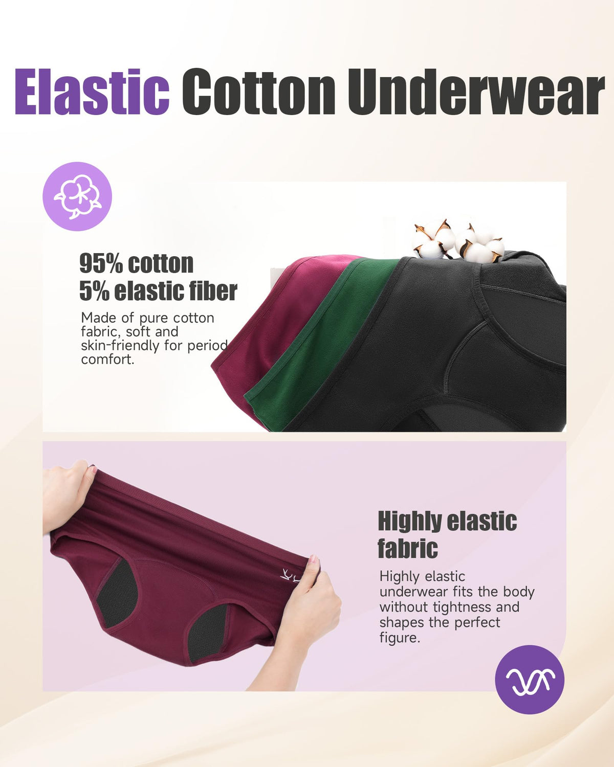 TANSTC Period Pants for Women, Leakproof Period Underwear Pack of 3