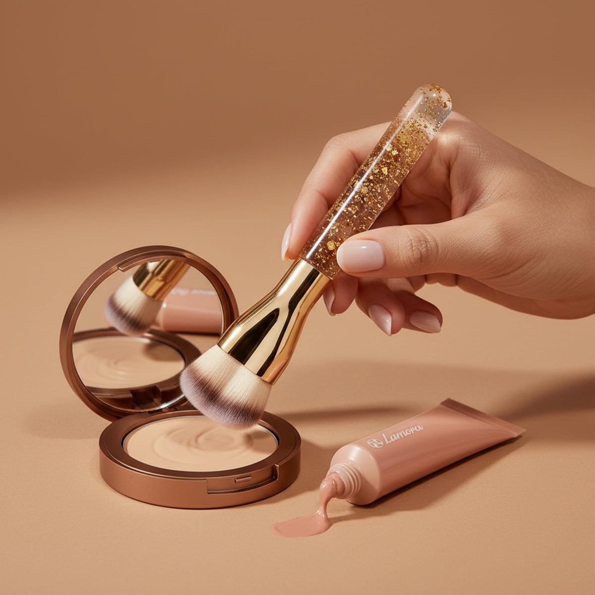 Make Up Brush Foundation Kabuki Flat Top, Perfect For Blending Liquid Cream