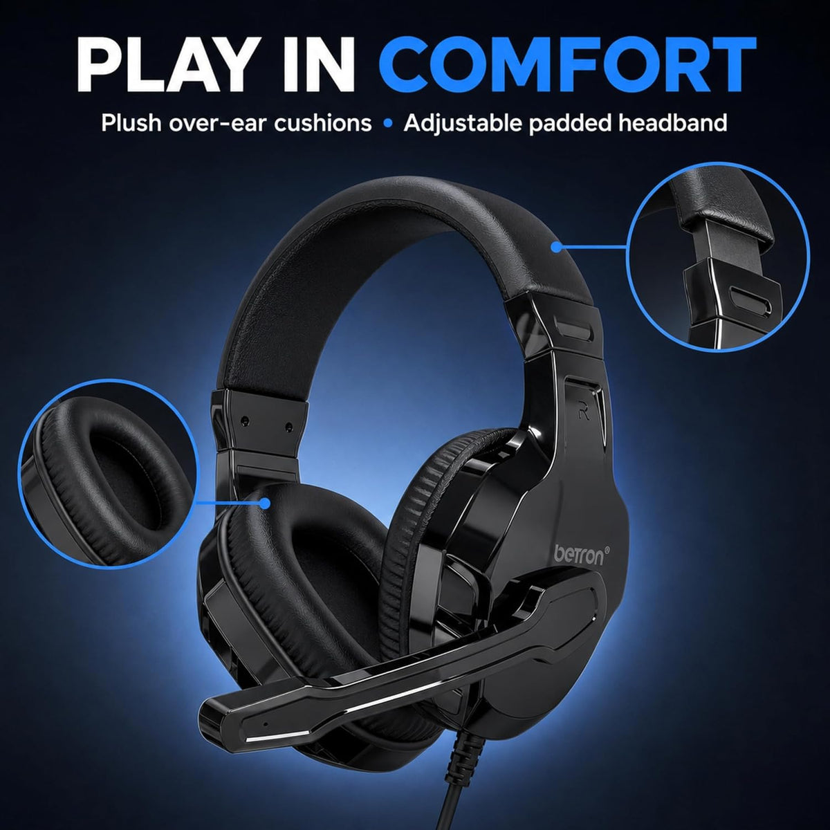 Betron Wired Gaming Headset with Microphone