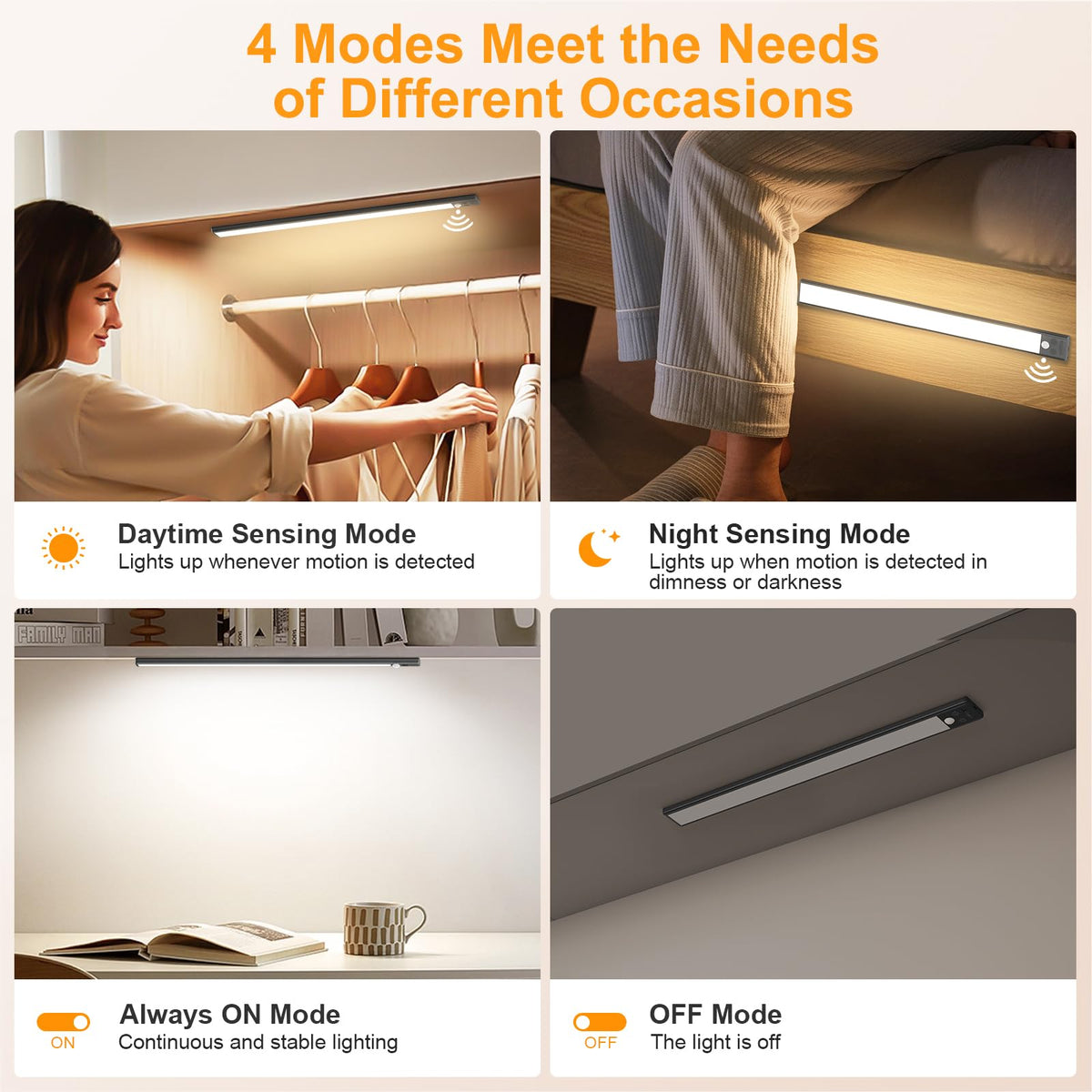 Gritin Under Cabinet Kitchen Lights Rechargeable 2 Pack-3 Color Temps