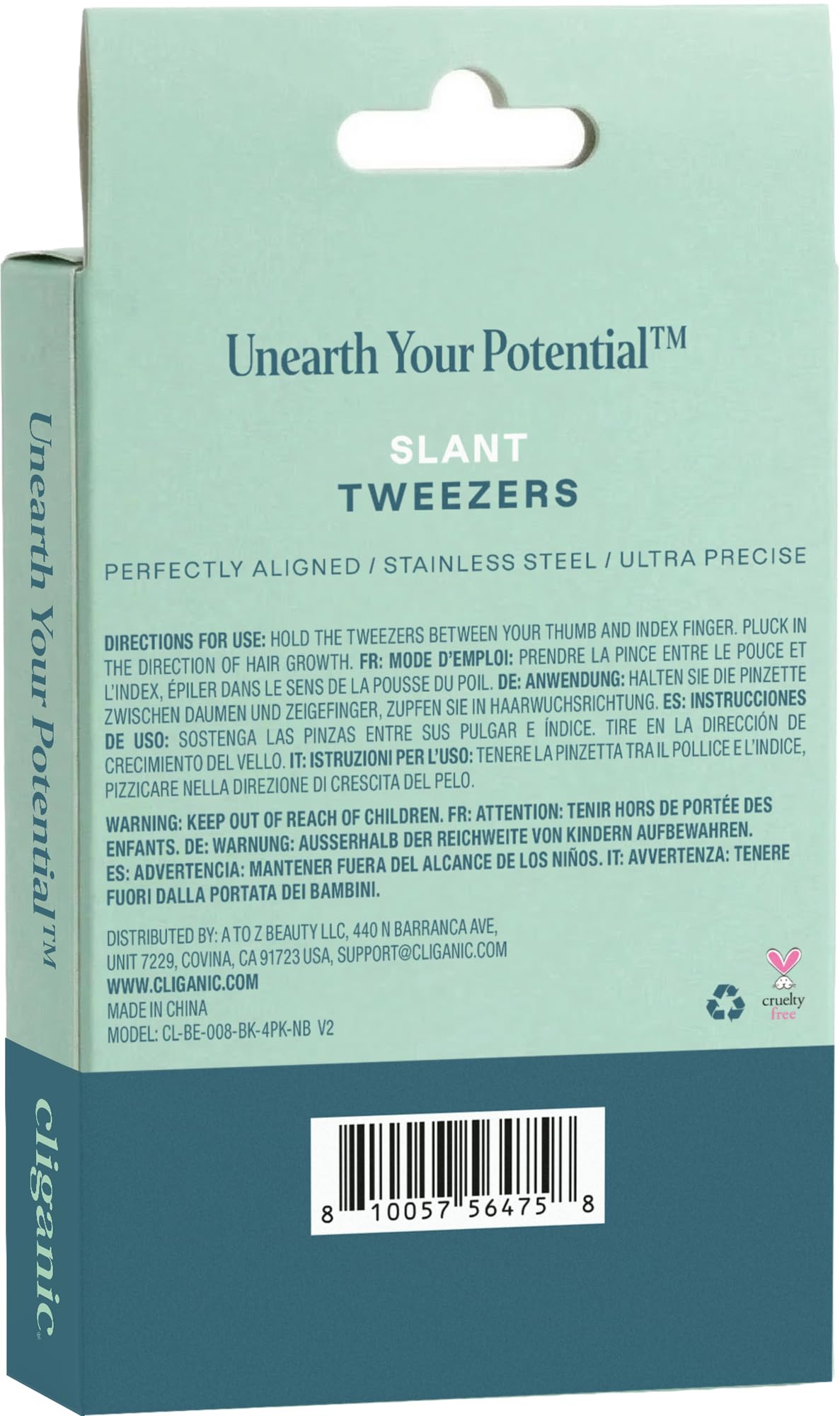 Cliganic Professional Eyebrow Tweezers Slant Tip - Precision for Men & Women, Stainless Steel Best for Plucking Chin Facial Hair