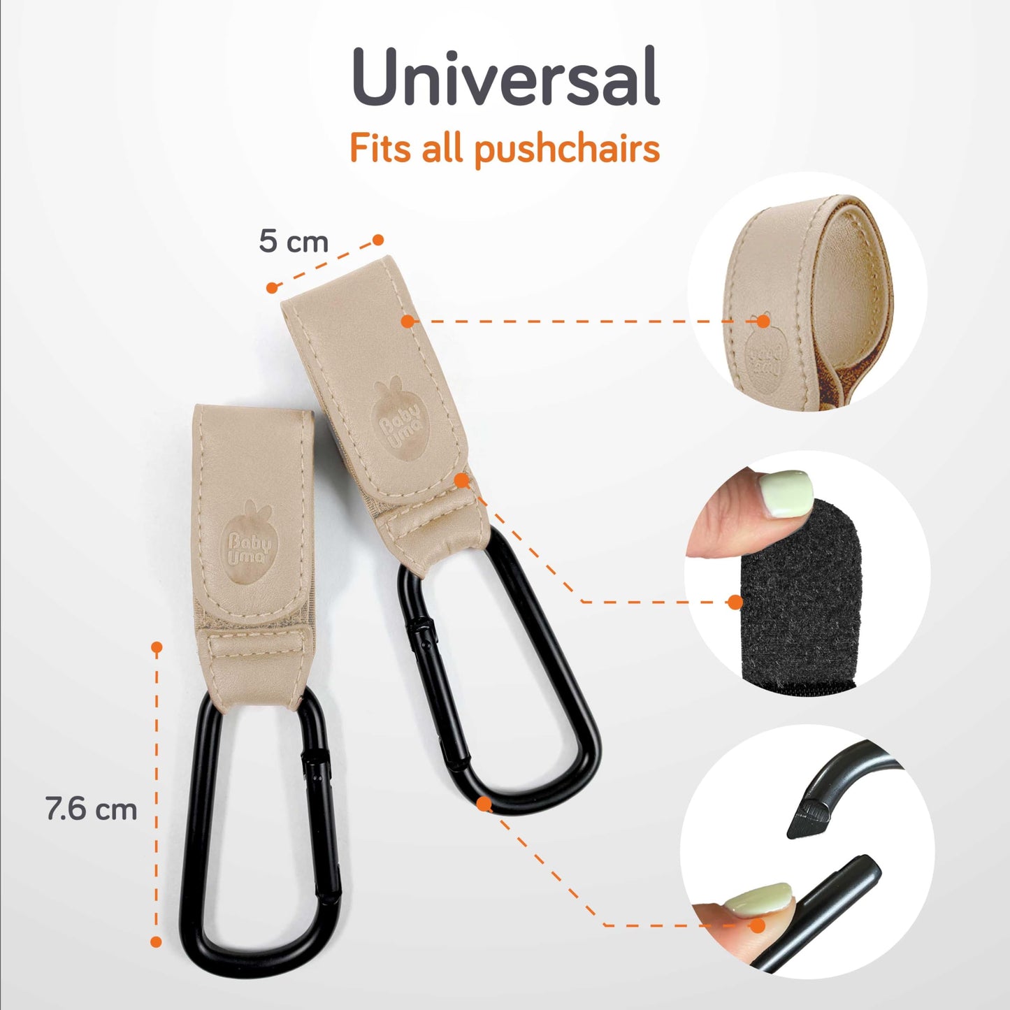 Baby Uma Buggy Clips - 2022 Double-Platinum Winning Pram Clips, Universal Pram Accessories, 5 kg Weight Capacity & Non-Slip, Baby Travel Essentials