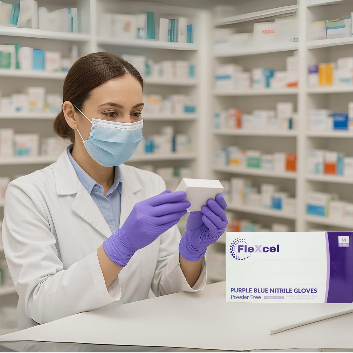 Powder Free Nitrile Gloves - Medical-Grade, Latex-Free, Food Safe (Box of 100)