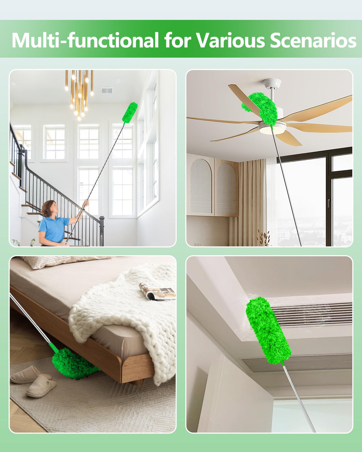 Fogray 2026 Upgraded 240cm Extendable Feather Duster with Soft Silicone Cap