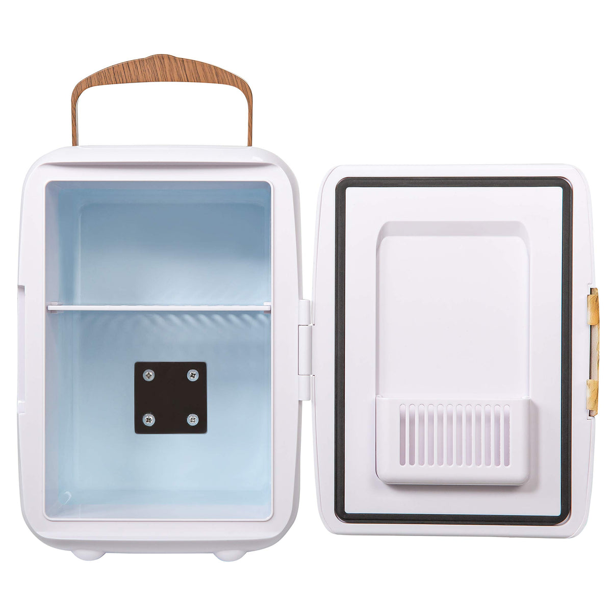 Russell Hobbs RH4CLR1001 4L/6 Can Portable Mini Cooler & Warmer for Drinks, Cosmetics/Makeup/Skincare, AC/DC Power, Retro Style, White, For Bedroom, Home, Caravan, Car