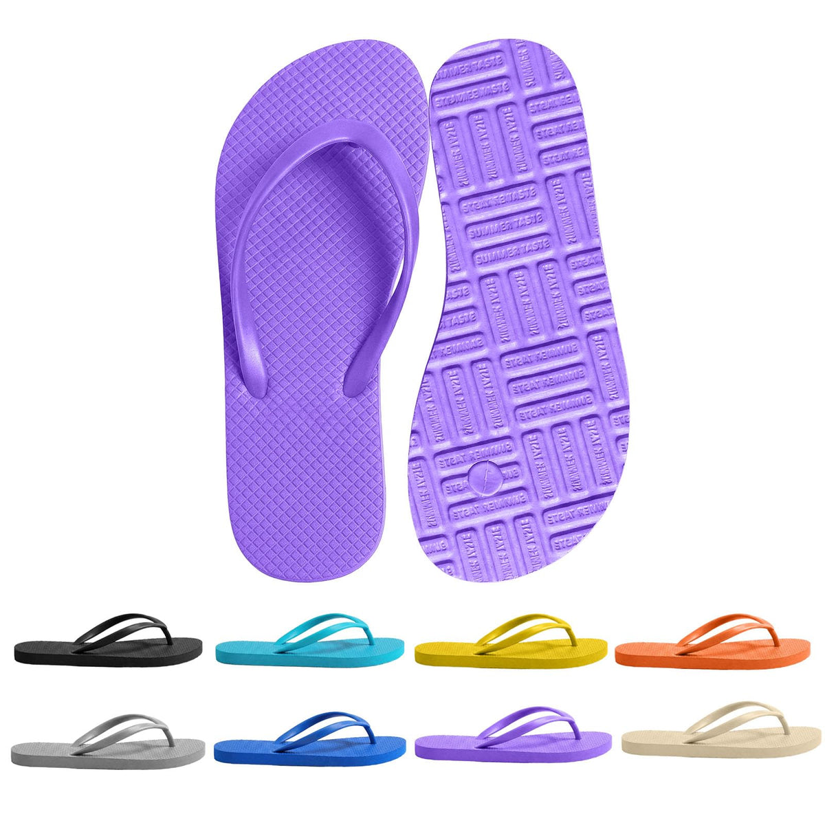 Women's Non-Slip Flip Flops Ultra Lightweight Basic Thongs Rubber Soft Slide Slip-on Shoes Beach Pool Shower Sandals