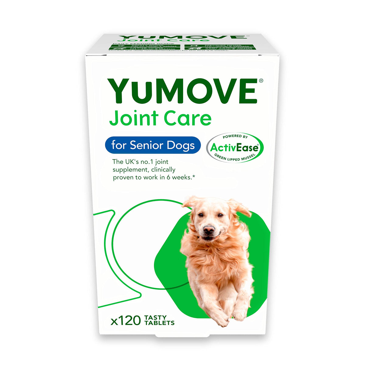 YuMOVE Senior Dog Joint Supplement, High Strength for Joint Care, Essential Dog Hip and Joint Support for Senior Dogs Aged 8+, 120 Tablets - Eco Friendly and Letter Box Ready Packaging