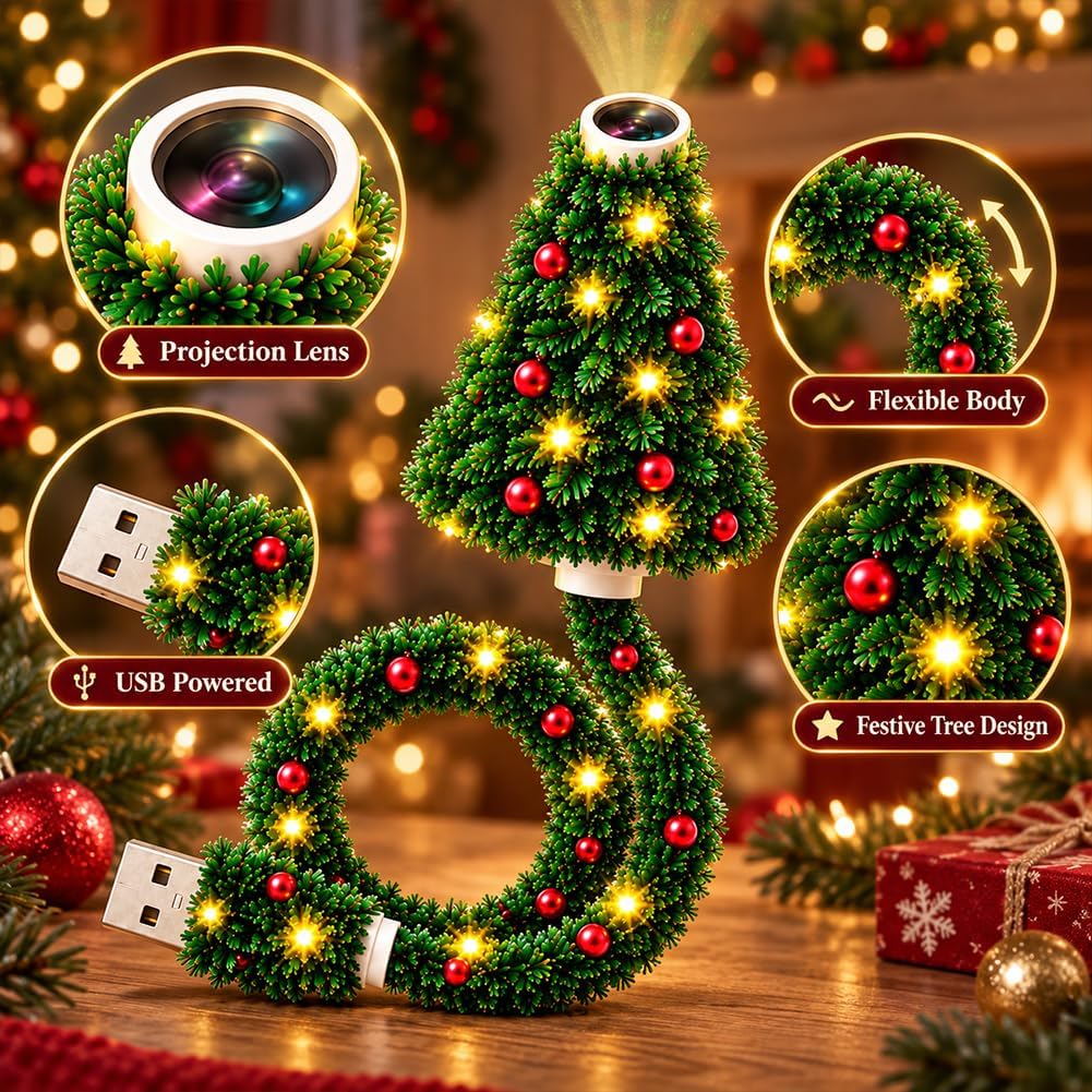 Christmas Projector Light, Plug and Play HD Christmas Projector