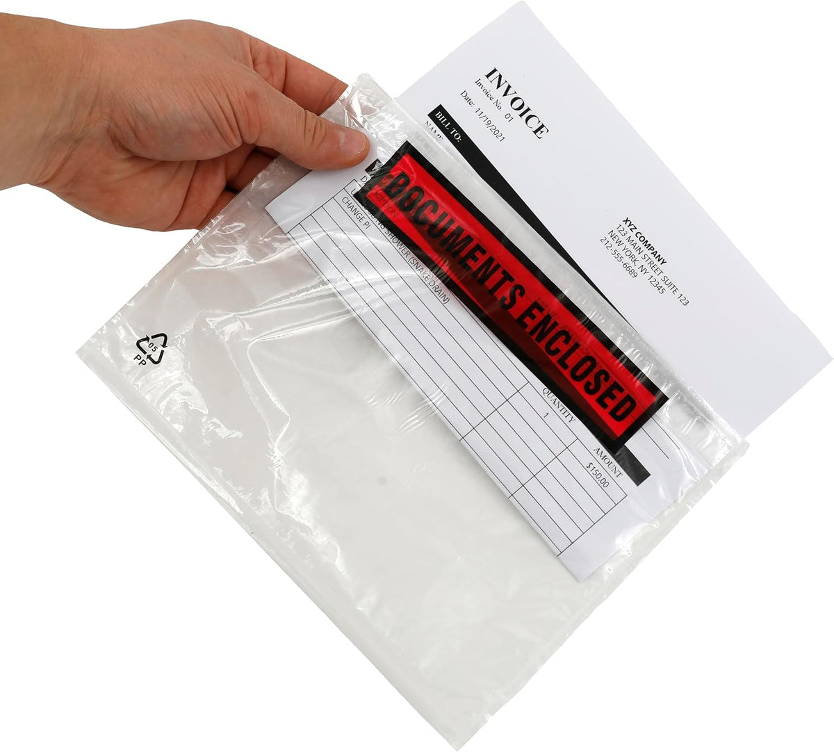 100 x A5 Printed Document Wallets (225 x 165mm), Waterproof A5 Plastic Wallets Printed with Documents Enclosed for Invoices, Labels, Delivery Notes and Packing Lists
