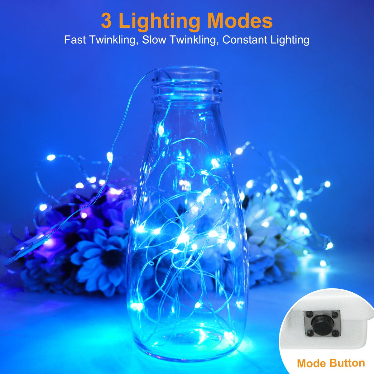 btfarm 12 Pack 3 Modes Fairy Lights Battery Operated, 2M 20LED String Light