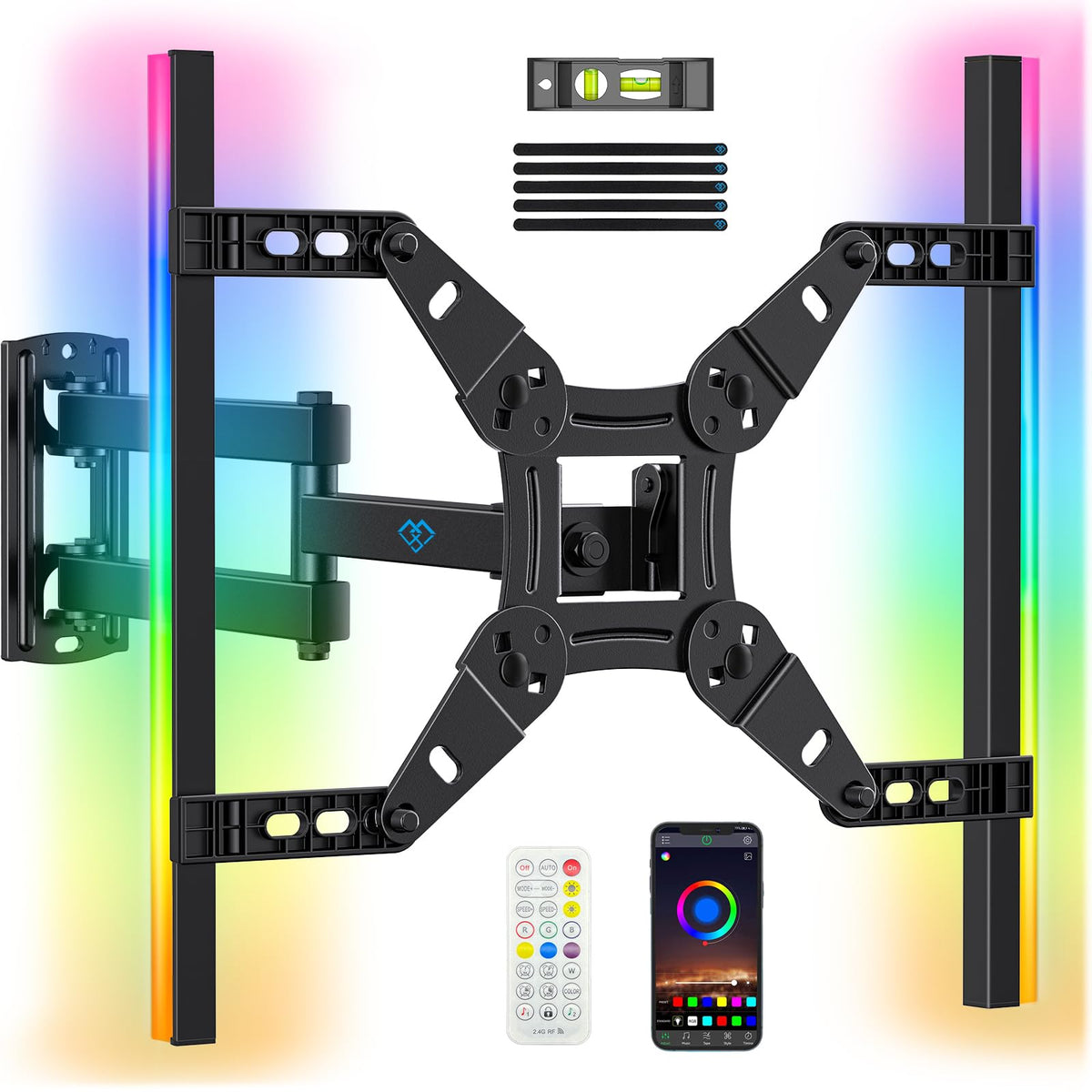 PERLESMITH TV Wall bracket for most 26-60 inch Plasma & Curved TV up to 35kg, Universal TV Bracket Wall Mount with Tilt Swivel Extension, Max VESA 400x400mm