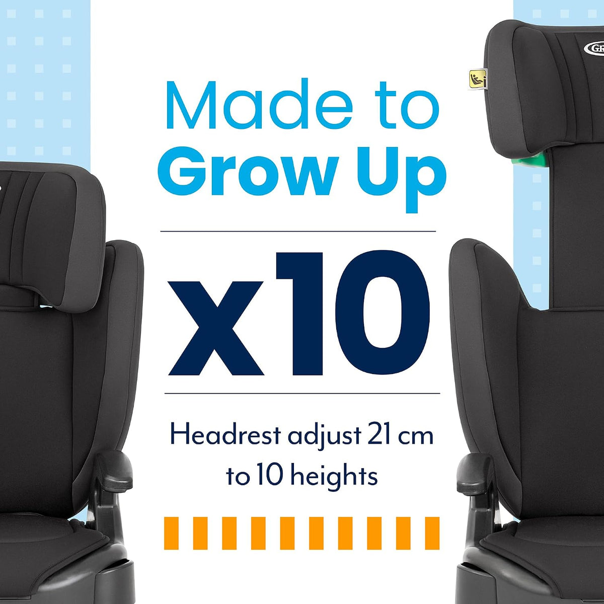 Graco Junior Maxi i-Size R129 Highback Booster car seat with cupholders, Suitable from 100-150cm (approx. 3.5 to 12 years), Midnight fashion
