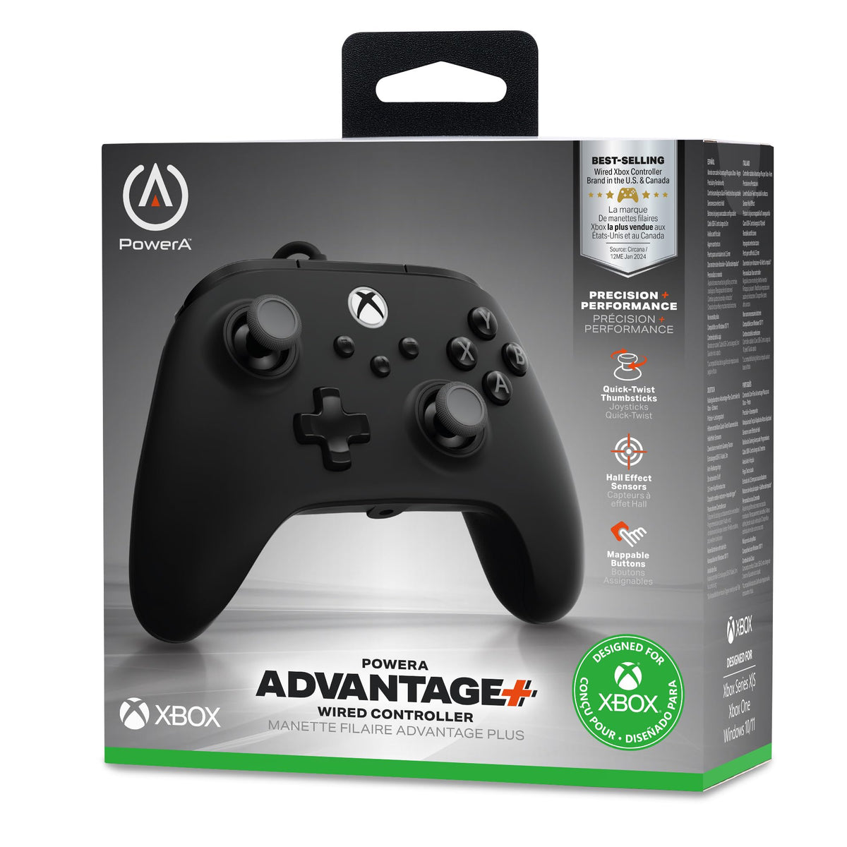PowerA Advantage Plus Wired Controller for Xbox Series X|S - Moonlit Palms, officially licensed, adjustable height thumbsticks, hall effect, mappable buttons, works with Xbox One and Windows 10/11 PC