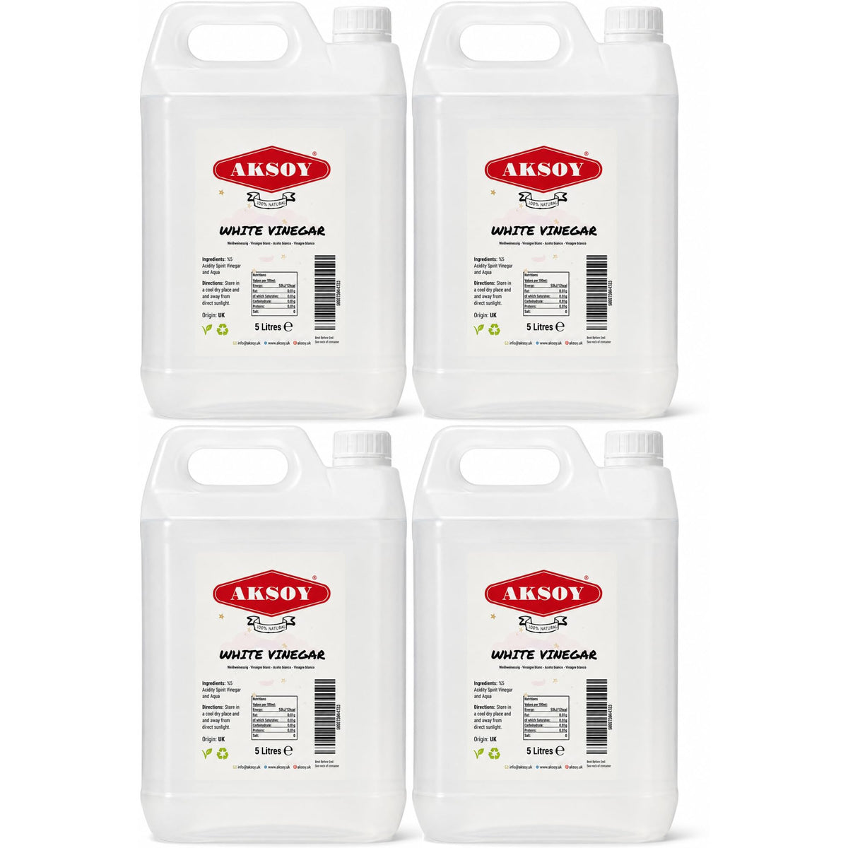 Aksoy Distilled White Spirit Vinegar 5L | Ideal for Cleaning, Pickling, Marinating, Cooking & Natural Weed Control – Multi-Purpose, Descaling & Odour Removal