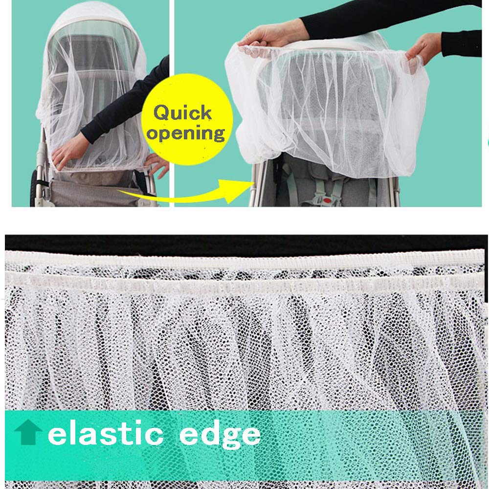Pram Net, Universal Mosquito Fly Bug Insect Net Protection Cover for Buggy Carrycot Bed Stroller Bassinet Basket Jogger Travel Cot