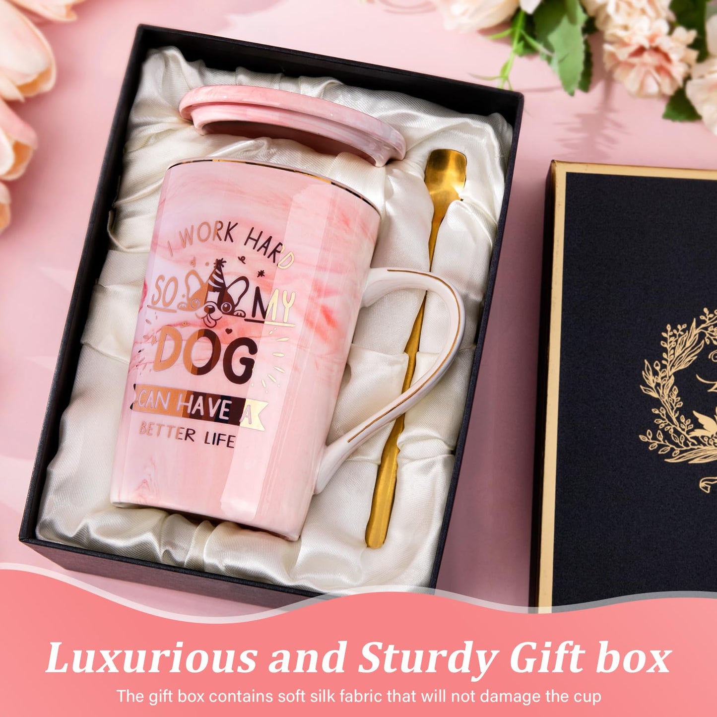 Unique Teacher Appreciation Gifts for Women - Best Teacher Gifts for Teachers, 14oz Pink Marble Ceramic Coffee Mug Printed with Gold, Retirement Birthday Graduation Ideas, End of The Year, Gift Boxed