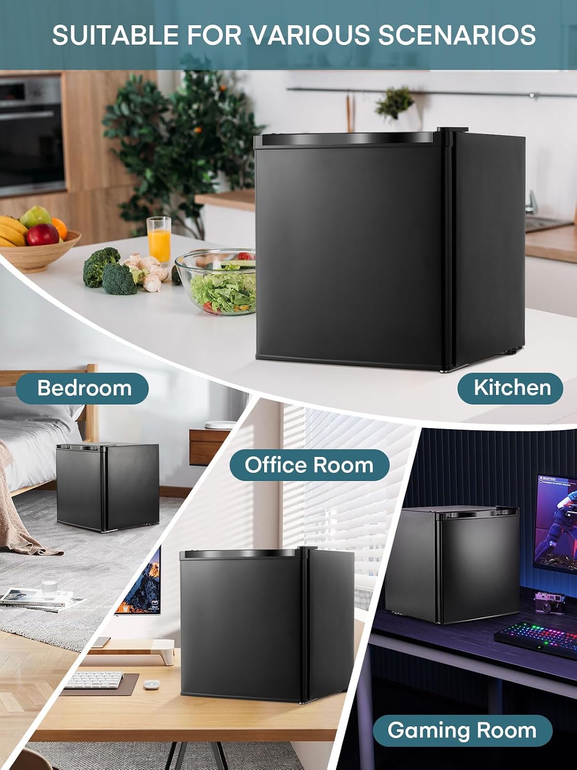FOHERE Table Top Mini Freezer 32L for Office and Home,Black