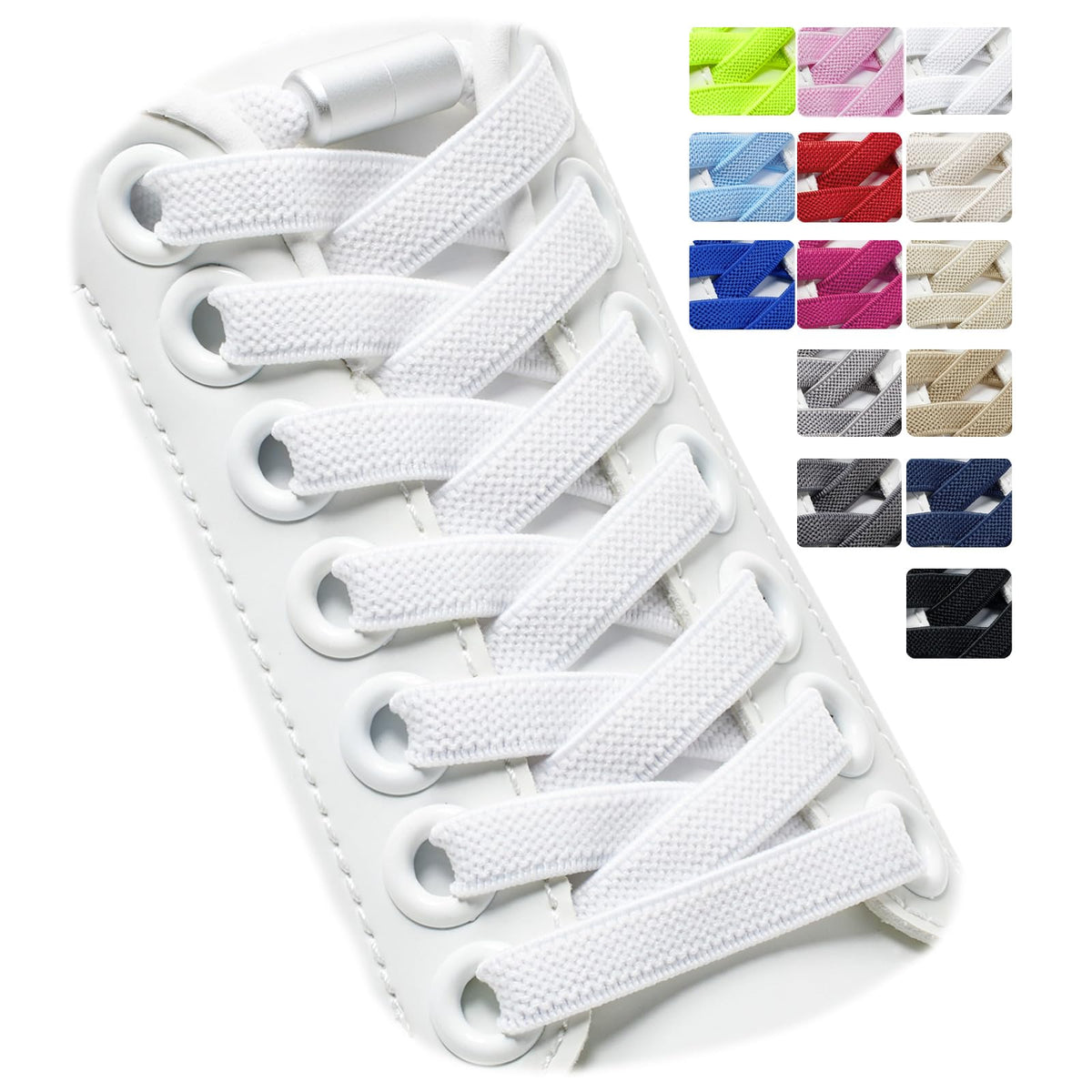 2 Pairs Elastic Shoe Laces for Trainers, 8mm Shoelace